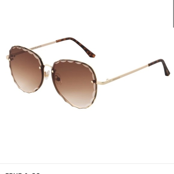 FRYE & CO sunglasses Gold round gradient len diamond cut rimless lens 0L0921 - Picture 1 of 6